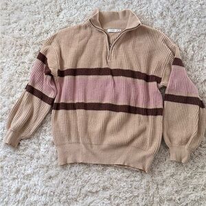 Women’s Lush Beige and Pink Striped Sweater